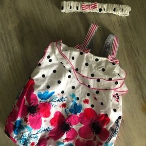 Deux Par Deux Floral Romper & Headband